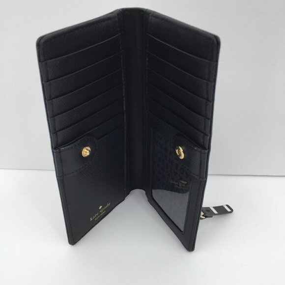 Kate Spade Stacy Laurel Way printed check wallet plaid snap Saffiano bifold new - Picture 4 of 5